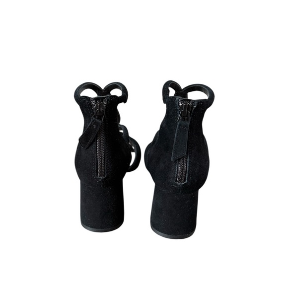 Sandro Elegant Black suede Block Heels Strappy Sandals Zipper at the back sz37 - Picture 3 of 6